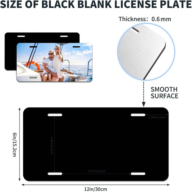 Ickimee 10 Pack 0.65mm Black Aluminum Plate Blanks for Custom Design Work - Automotive Blank Plates for Vinyl, UV Printing, Laser Engraving Personalized Metal Car Tags,6X12 Inch (10 Pack) - Image 2